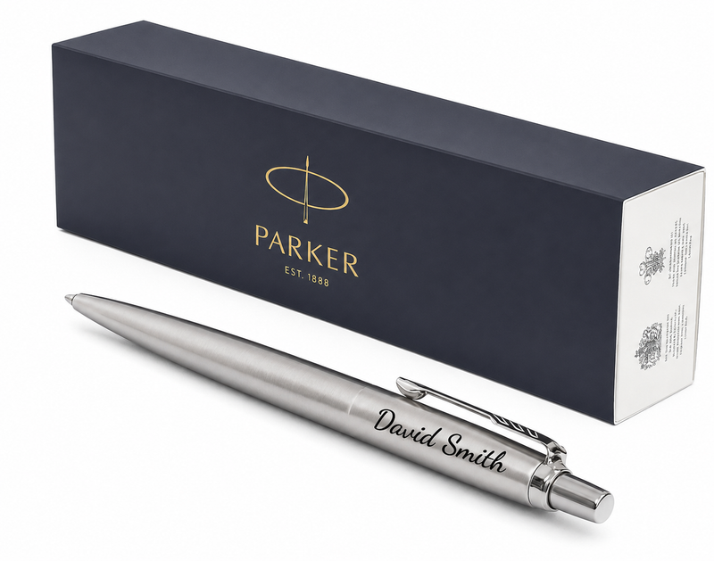 Engraved pen with company branding