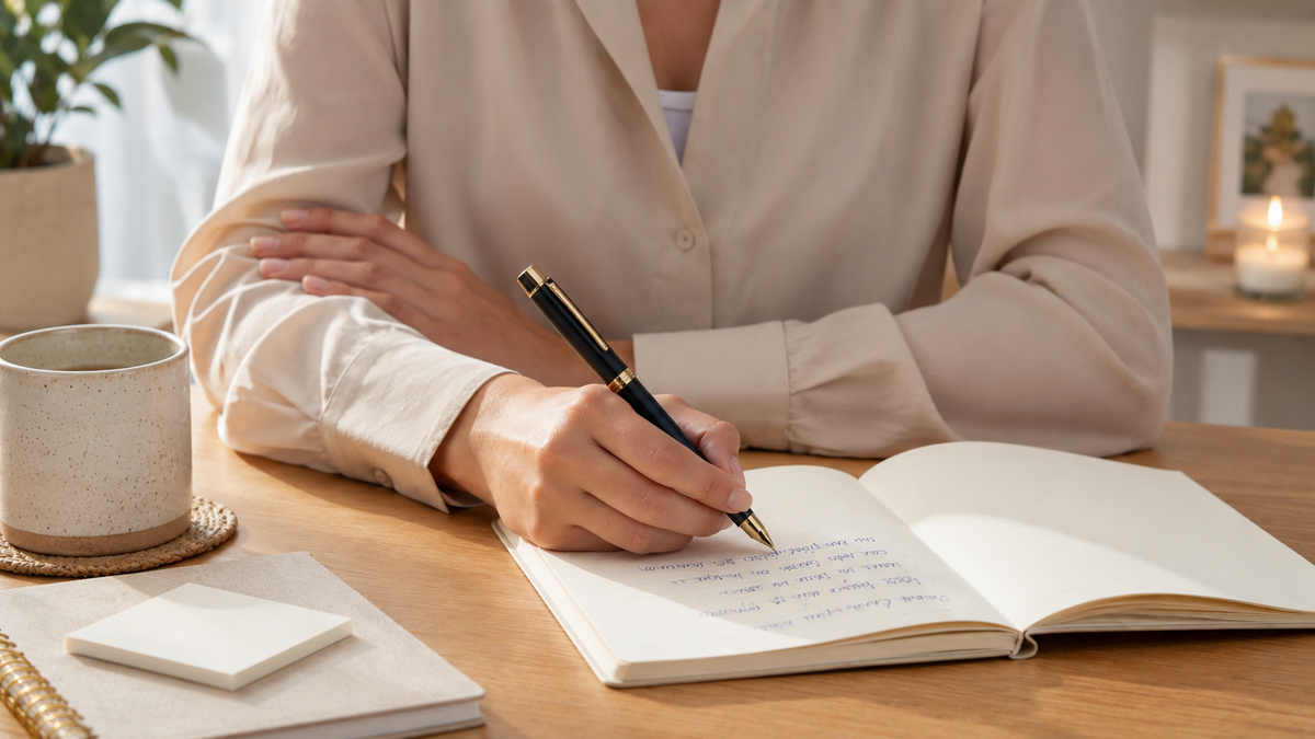 A pen in use at a desk