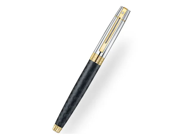 Sheaffer 300 Engraved Black Barrel with Chrome Cap & Gold Trims Fountain Pen