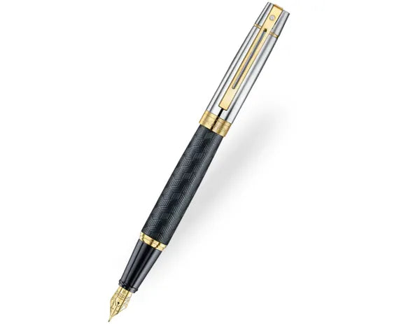 Sheaffer 300 Engraved Black Barrel with Chrome Cap & Gold Trims Fountain Pen