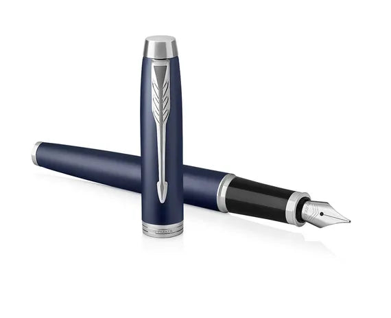 Parker IM Blue Chrome Trim Fountain Pen