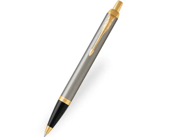 Parker IM Brushed Metal Gold Trim Ballpoint Pen