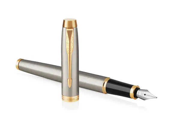 Parker IM Brushed Metal Gold Trim Fountain Pen