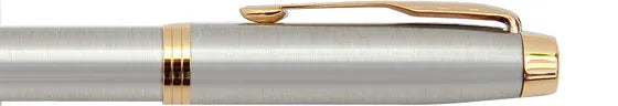Parker IM Brushed Metal Gold Trim Rollerball Pen