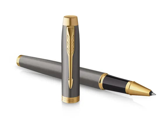 Parker IM Grey Gold Trim Rollerball Pen