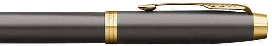 Personalised Parker IM Grey Gold Trim Rollerball Pen - Engraved
