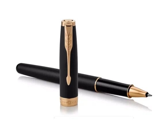 Parker Sonnet Matte Black Gold Trim Rollerball Pen