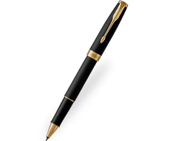 Parker Sonnet Matte Black Gold Trim Rollerball Pen