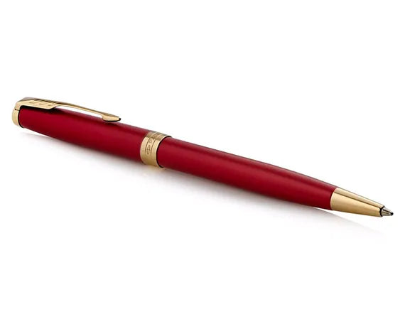 Parker Sonnet Red Gold Trim Ballpoint Pen