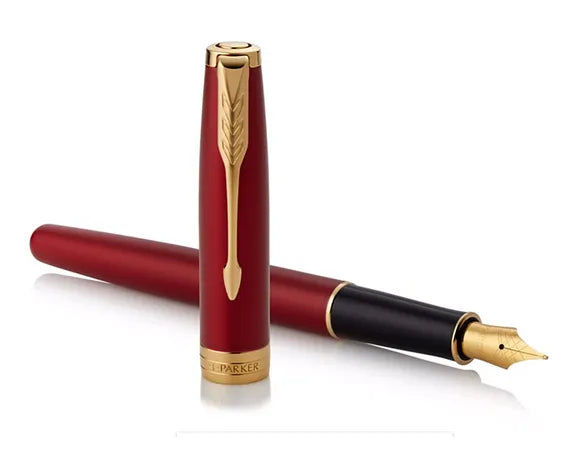 Parker Sonnet Red Gold Trim Fountain Pen