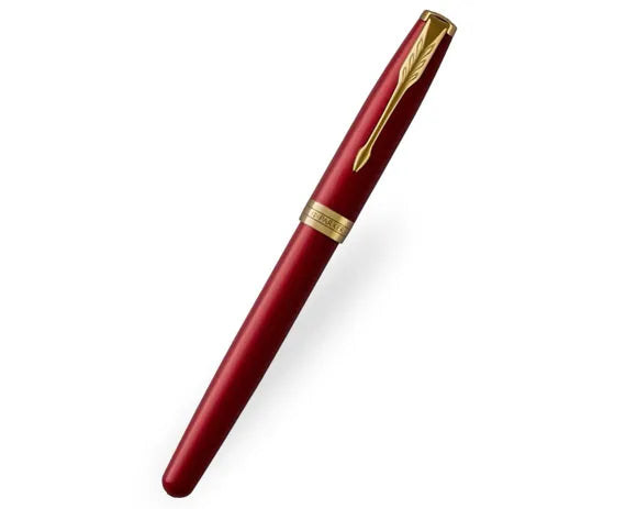 Parker Sonnet Red Gold Trim Rollerball Pen