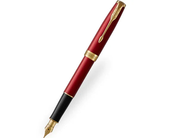 Parker Sonnet Red Gold Trim Fountain Pen