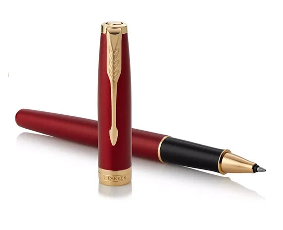 Parker Sonnet Red Gold Trim Rollerball Pen