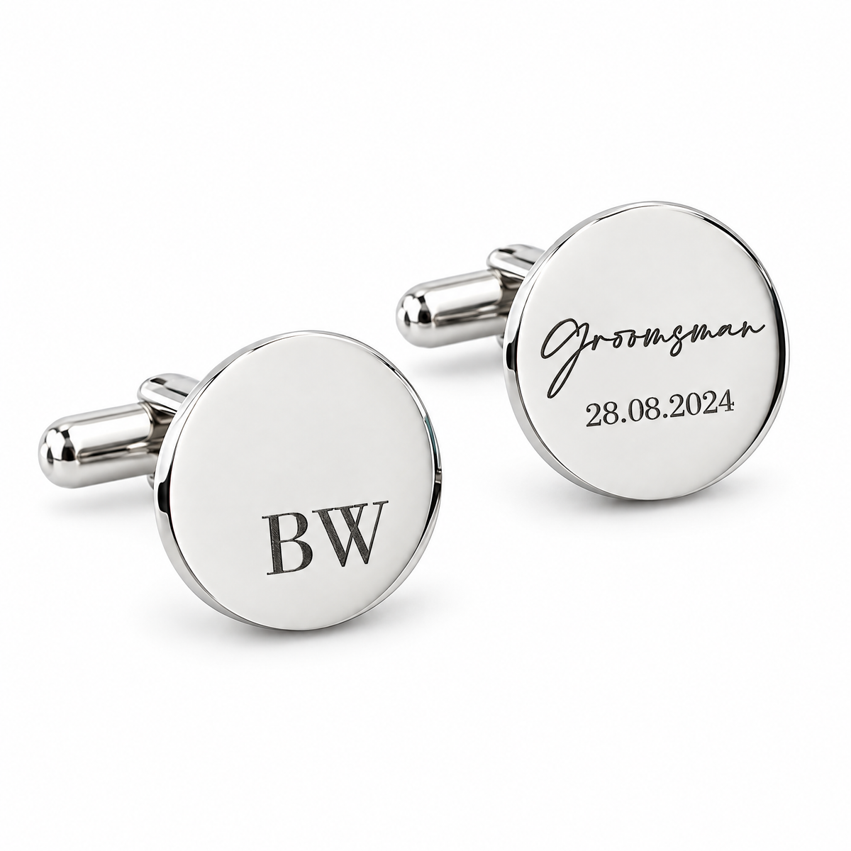 Personalised engraved silver cufflinks