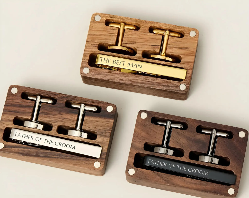 Personalised Cufflinks & Tie Clip Gift Set