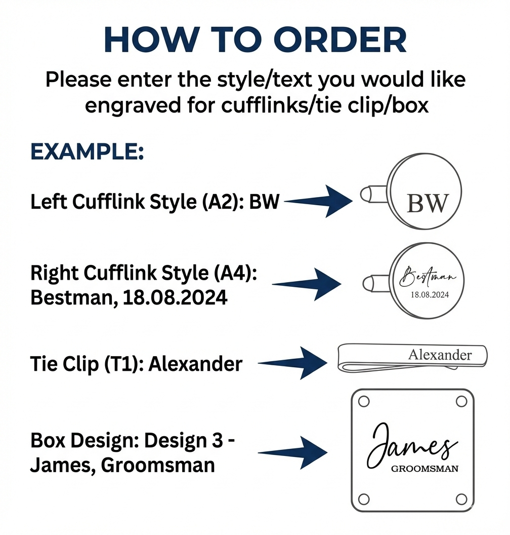 Personalised Cufflinks & Tie Clip Gift Set