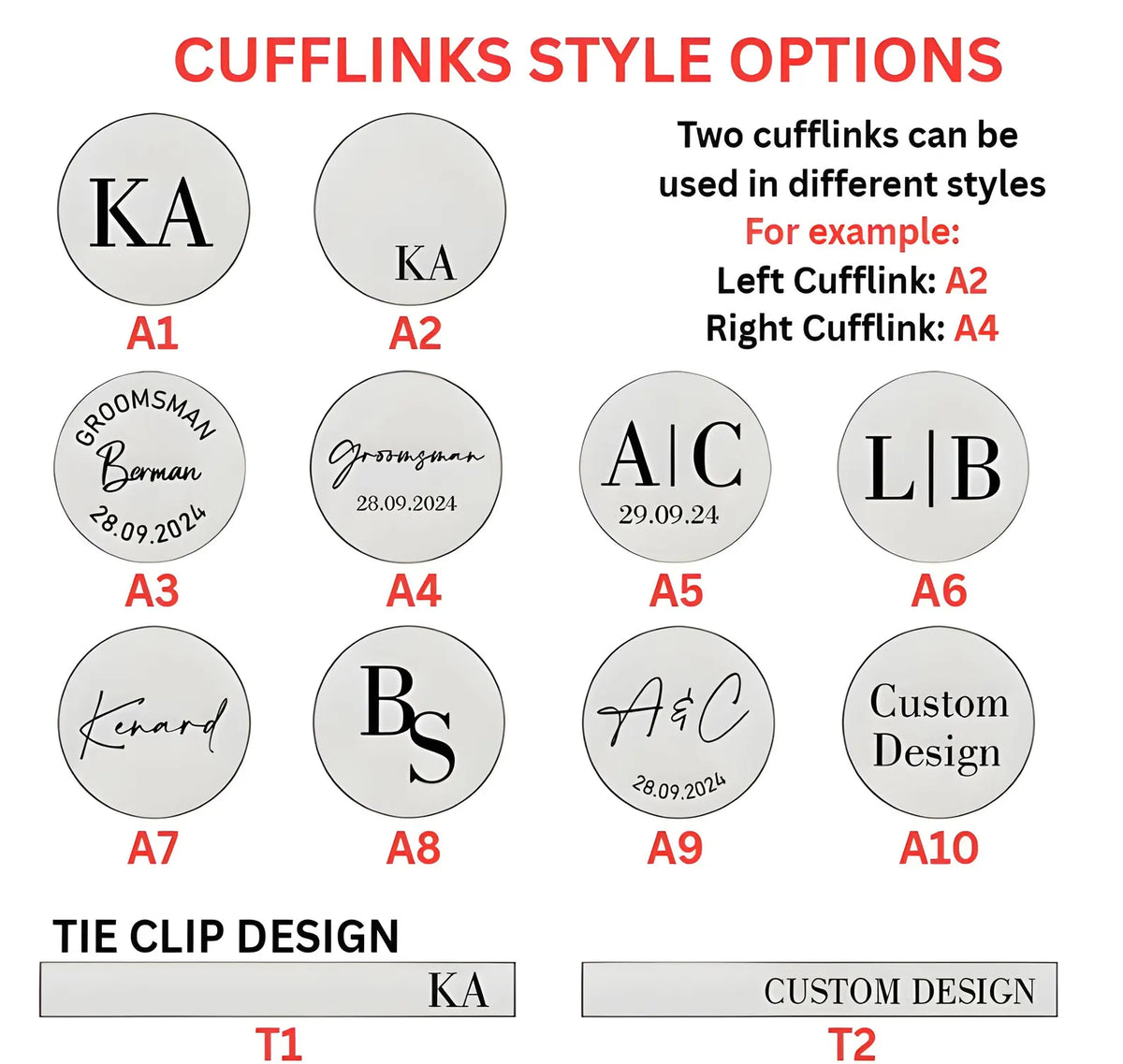 Personalised Cufflinks & Tie Clip Gift Set