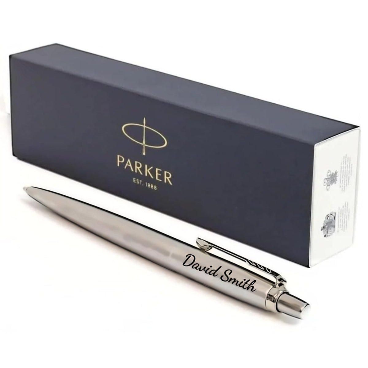Personalised Parker Jotter Stainless Steel Chrome ballpoint pen engraved, with Parker gift box