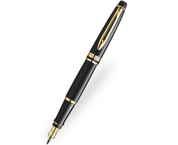 Waterman Expert Black Lacquer Gold Trim Fountain Pen