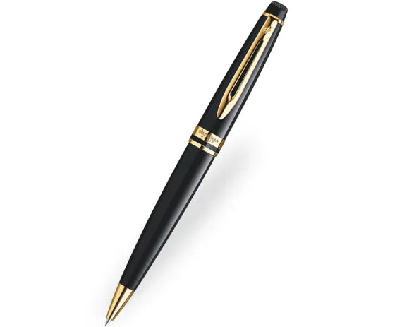 Waterman Expert Black Lacquer Gold Trim Ballpoint Pen