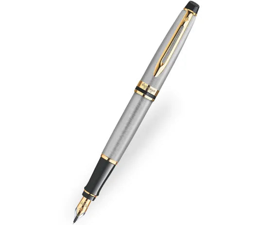 Waterman Expert Stainless Steel Gold Trim Fountain Pen