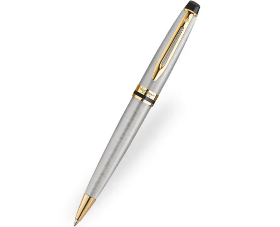 Waterman Expert Stainless Steel Gold Trim Ballpoint Pen