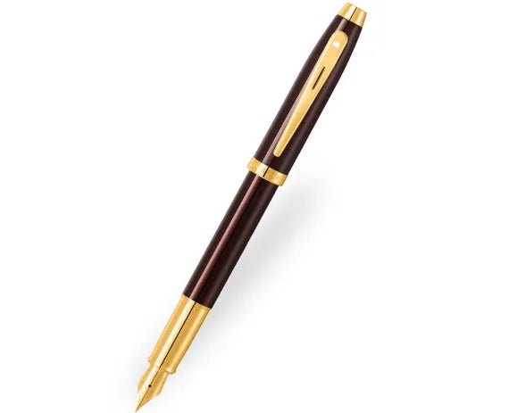 Sheaffer 100 Glossy Coffee Brown Gold Trim Fountain Pen