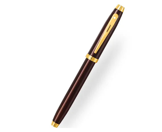 Sheaffer 100 Glossy Coffee Brown Gold Trim Fountain Pen