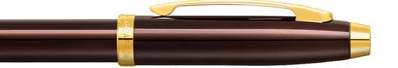 Sheaffer 100 Glossy Coffee Brown Gold Trim Fountain Pen