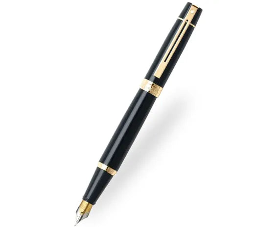 Sheaffer 300 Gloss Black Gold Trim Fountain Pen