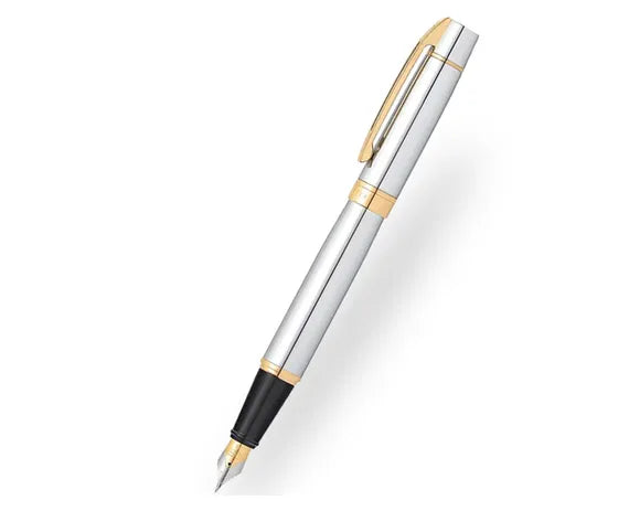 Sheaffer 300 Bright Chrome Gold Trim Fountain Pen
