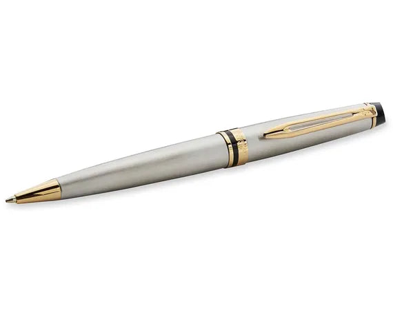 Waterman Expert Stainless Steel Gold Trim Ballpoint Pen