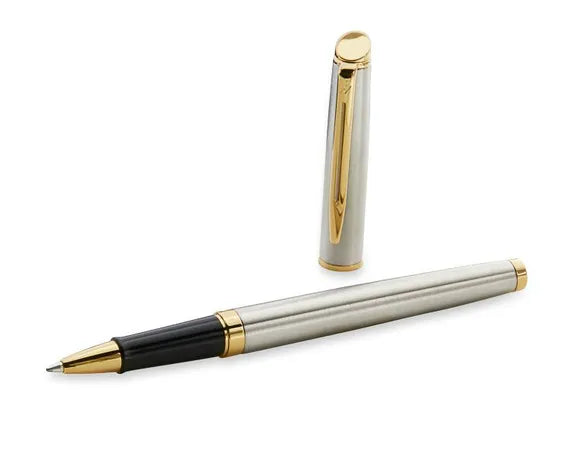 Waterman Hemisphere Stainless Steel Gold Trim Rollerball Pen