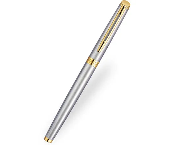 Waterman Hemisphere Stainless Steel Gold Trim Fountain Pen